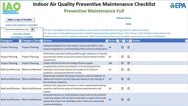 Indoor Air Quality Tools for Schools: Preventive Maintenance