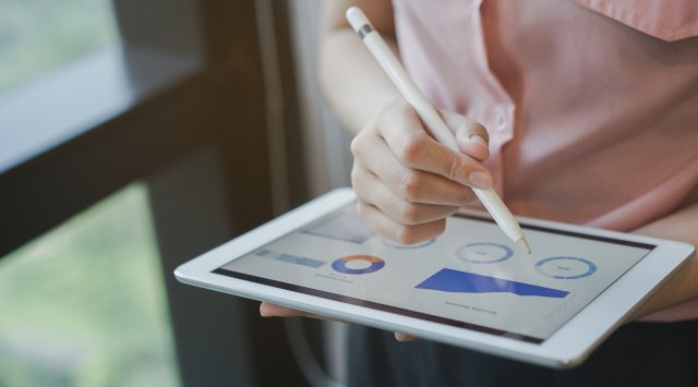 woman using computer tools