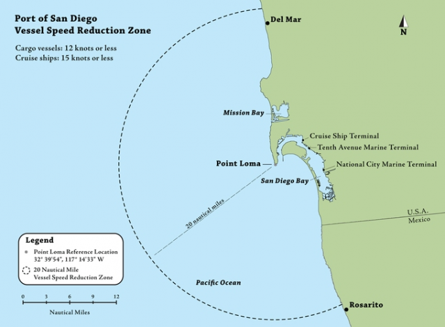 Map of the Port of San Diego vessel speed reduction zone