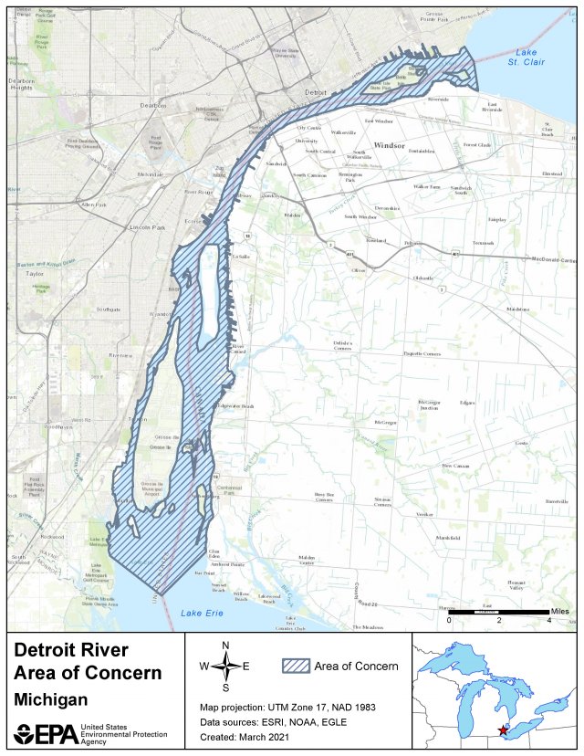 Thumbnail of the boundary map of the Detroit River AOC