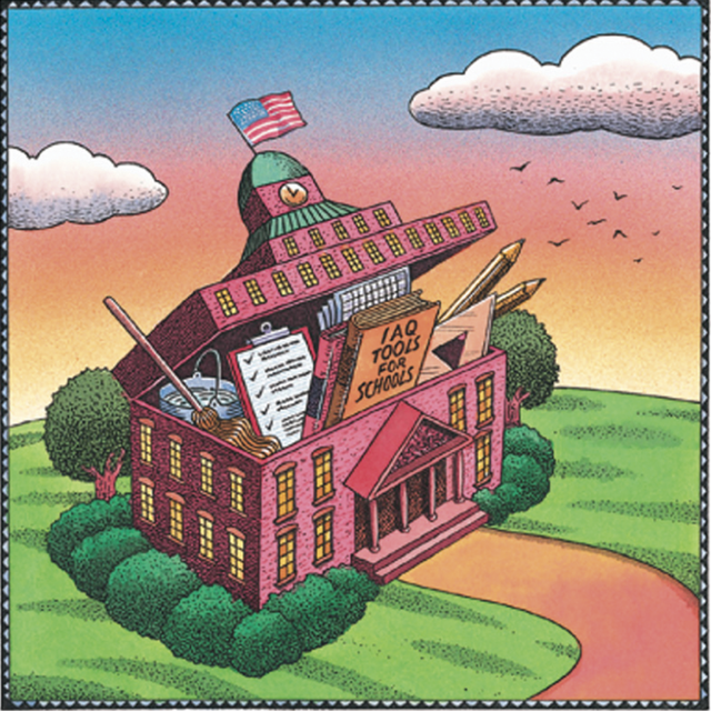 Branding image of a schoolhouse for the IAQ Tools for Schools program