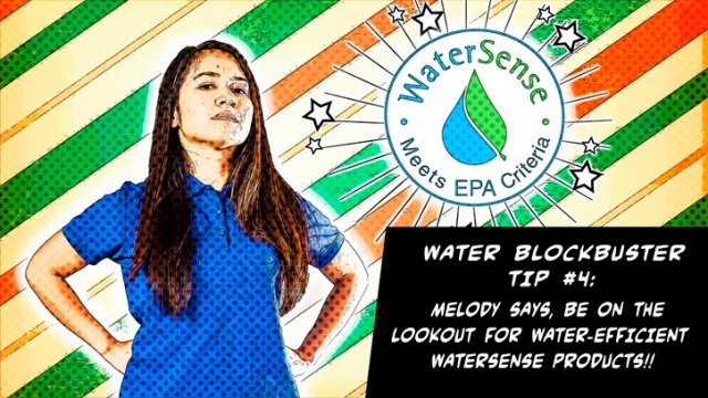 Graphic of WaterSense label with woman standing proudly.