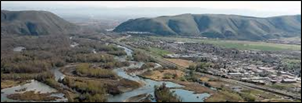 An aerial photograph of the Yakima River Basin.