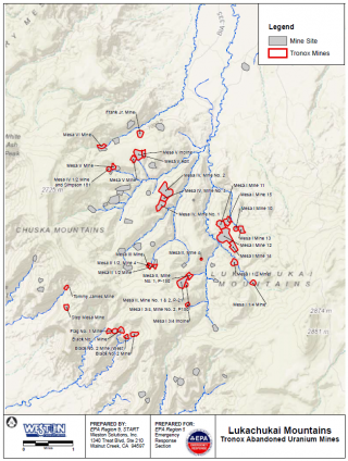 Map of Lukachukai Mountains and Tronox Area Abandoned Uranium Mines