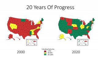 Maps showing UST backlogs from 2000 and 2020