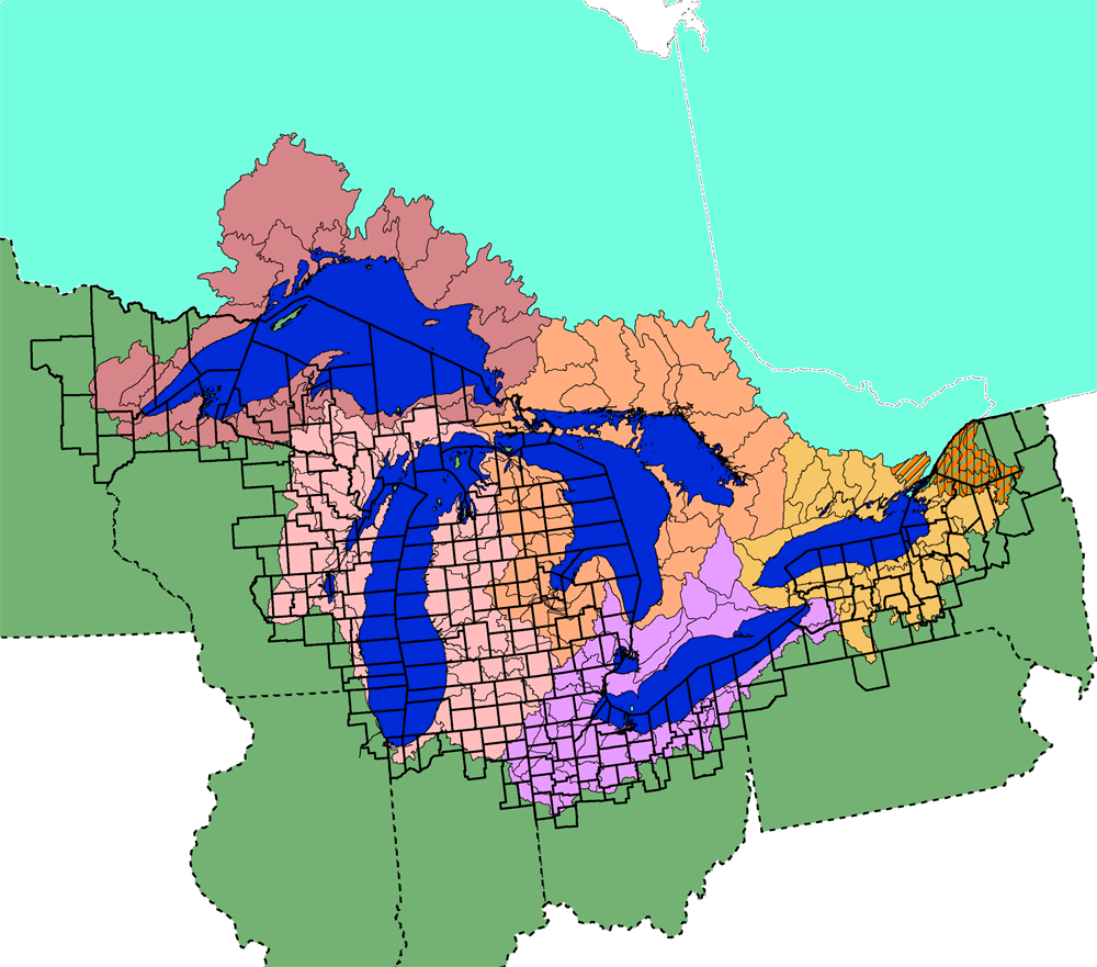 Great Lakes drainage basin map - Canadaca