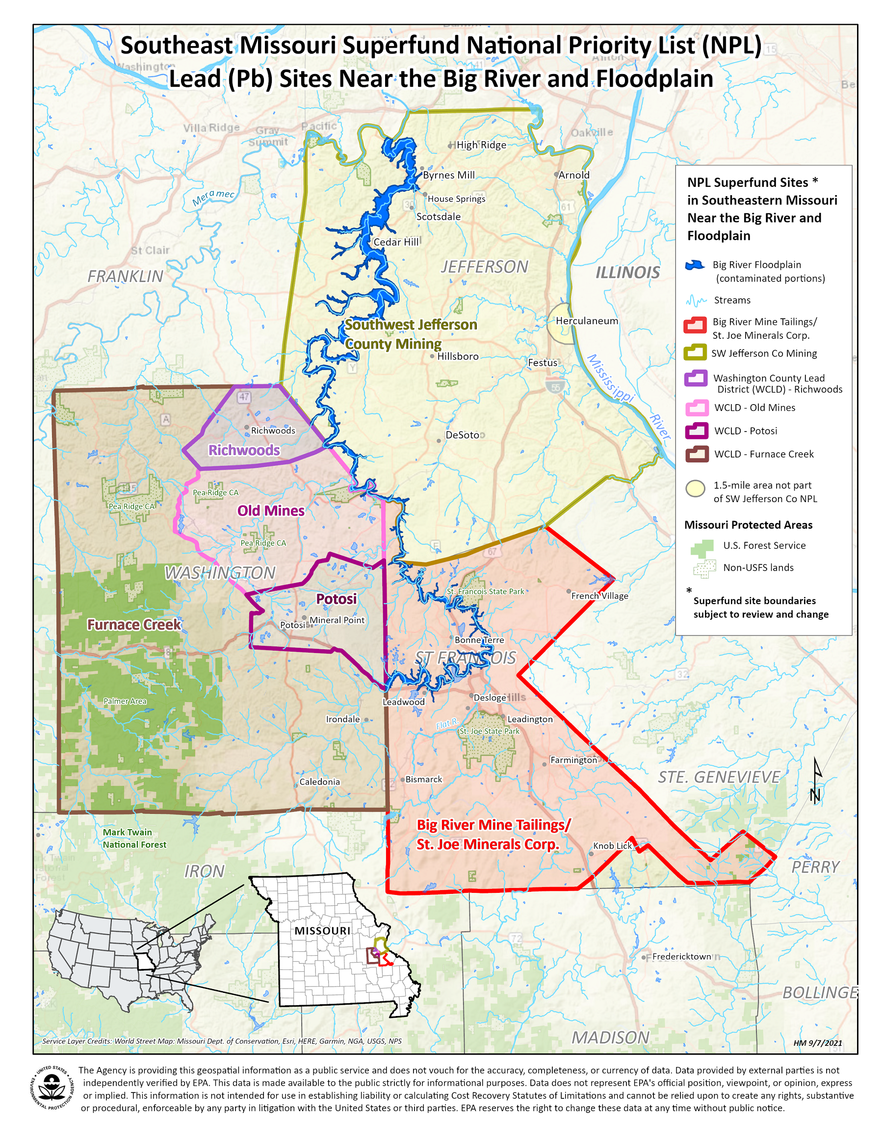St Francois County Plat Map Big River Mine Tailings National Priorities List (Npl) Superfund Site, St. Francois  County, Missouri – Fact Sheet, October 2021 | Us Epa