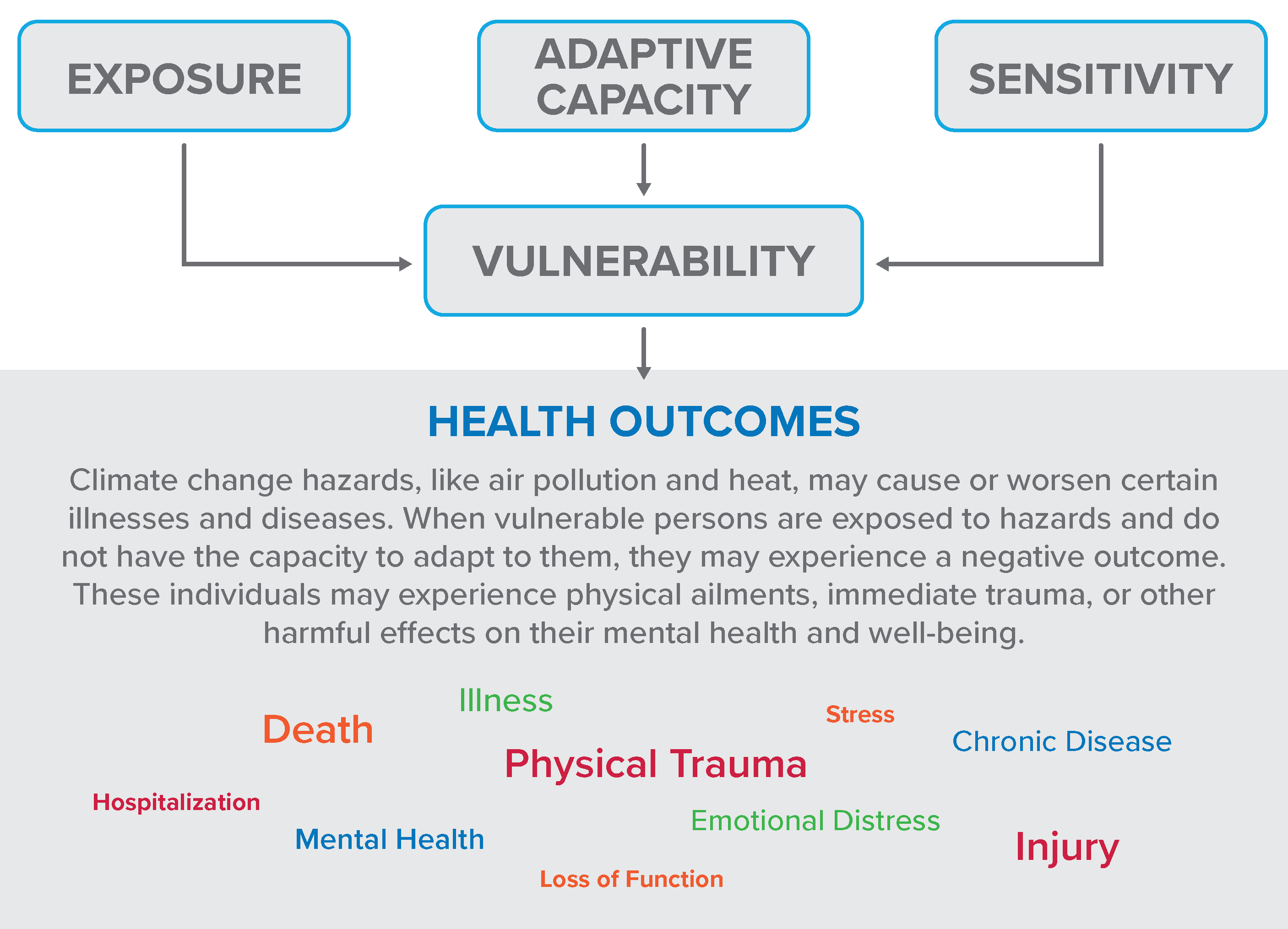 Diagram of exposure, sensitivity, and adaptive capacity.
