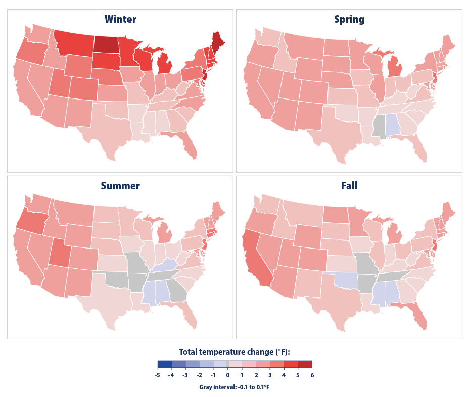 Climate Change Indicators Seasonal Temperature US EPA