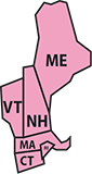 EPA Region 1 map, showing Maine, New Hampshire, Vermont, Massachusetts, Rhode Island, and Connecticut.