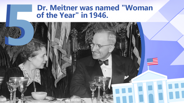 Lise Meitner next to president Truman