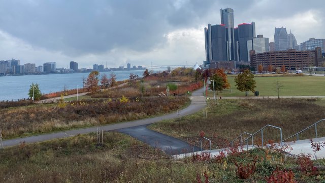 East view of Detroit Riverfront