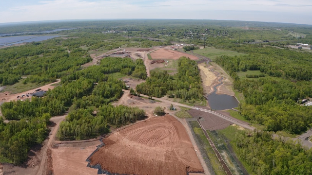 Overview (looking west) of capping of the Upland Confined Disposal Facility (CDF), Unnamed Creek, and the OU-J CDF. 