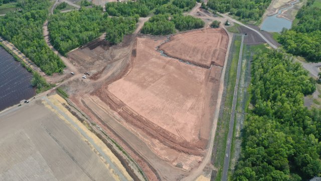 Aerial view of capping on the Upland Confined Disposal Facility (CDF).