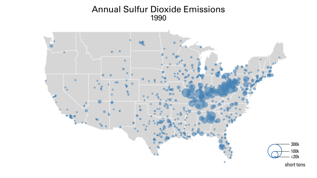 Annual sulfur dioxide emissions for 1990