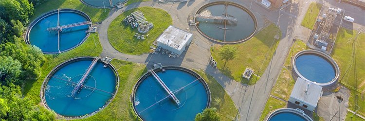 Overhead view of water treatment plant