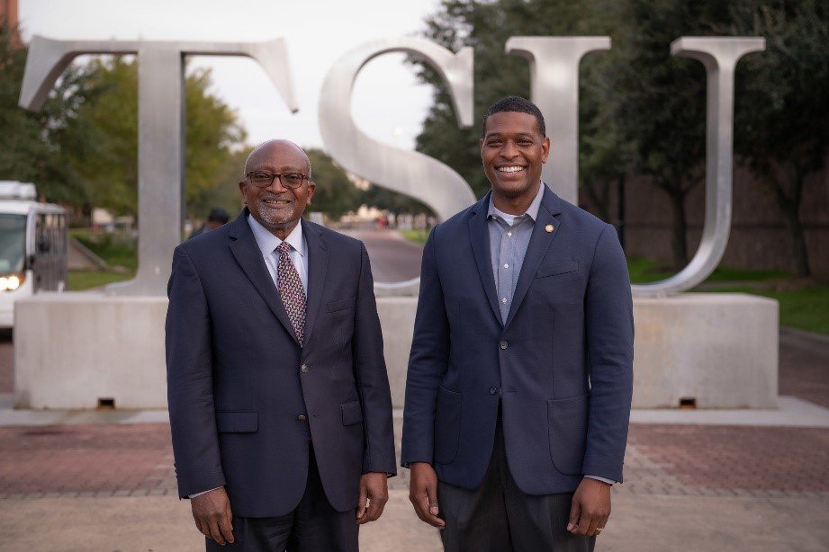 Administrator Regan and Dr. Robert Bullard pose for a photo at Texas Southern University, where the Bullard Center for Environmental and Climate Justice is located. 