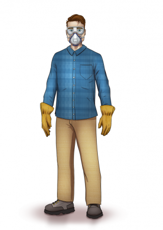 Illustration of a man wearing protective gear