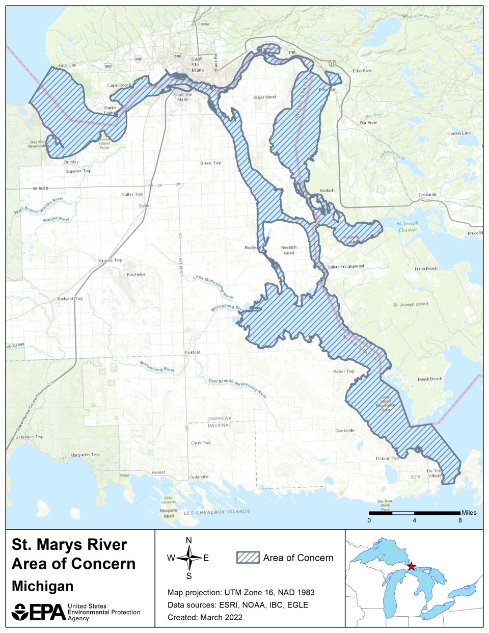 St. Marys River AOC Boundary Map
