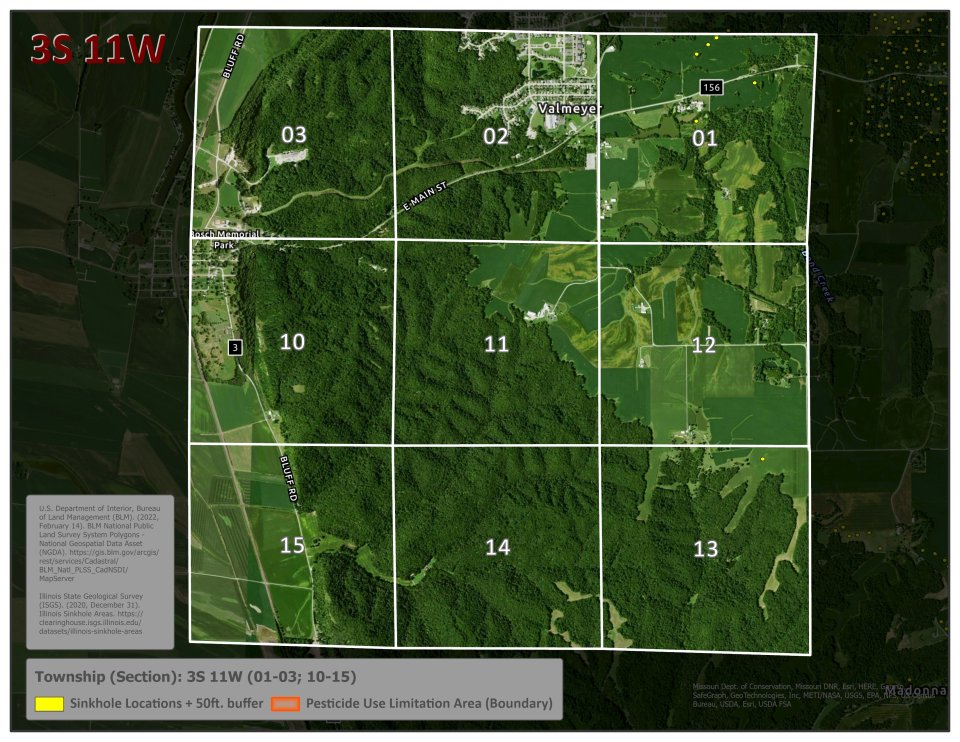 Illinois Township 3S11W 01-03, 10-15