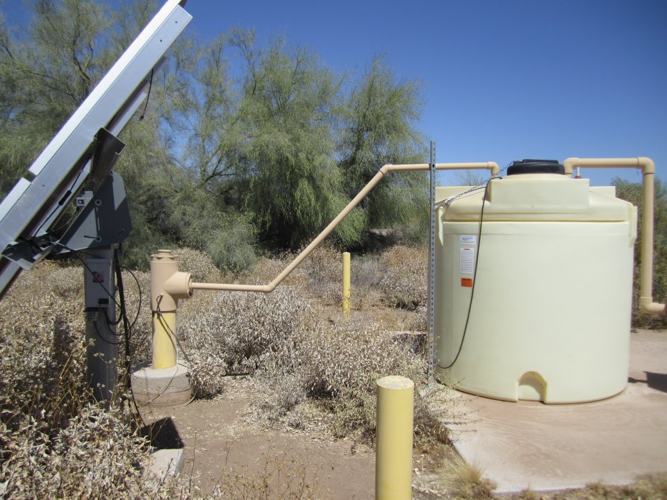 Wellhead groundwater extraction system and holding tank at the Nammo Defense Systems site. 