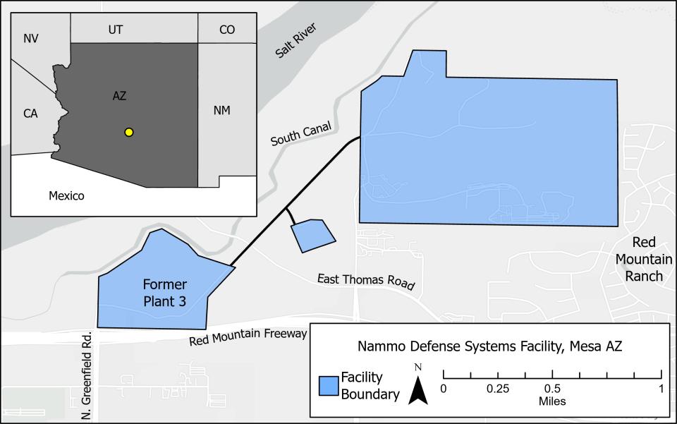 Map of Nammo Defense Systems site in northern Mesa, AZ
