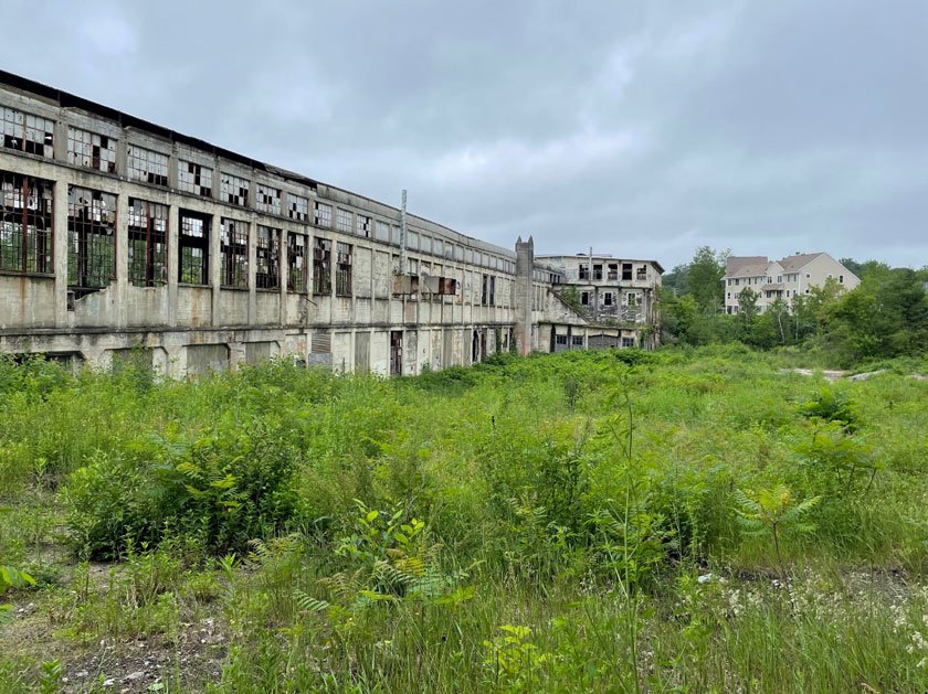 Keddy Mill Superfund site, with old mill buildings 