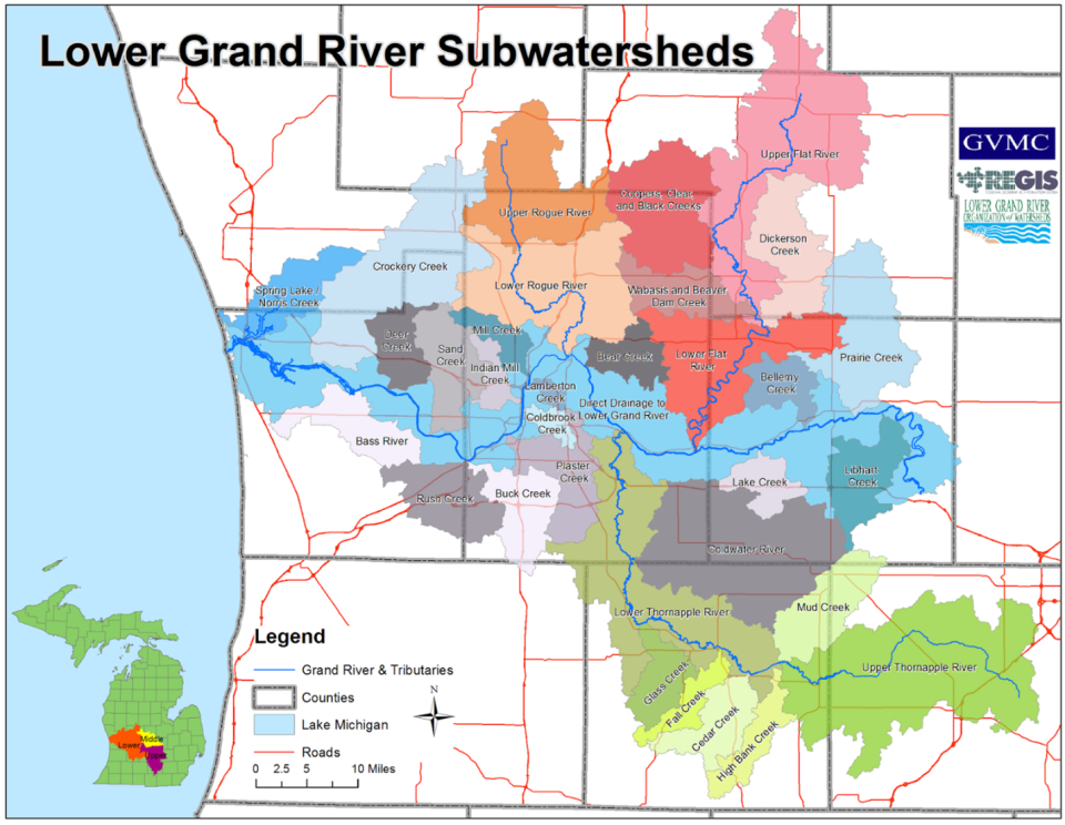 Map of Grand River Watershed and Tributaries