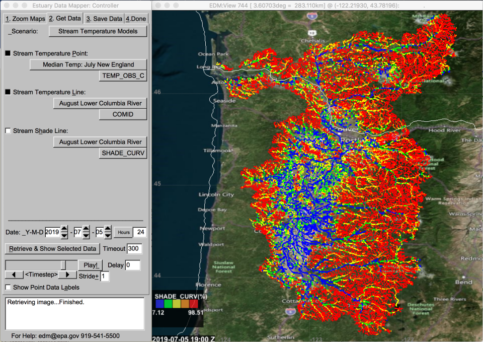 EDM interface displaying shade data