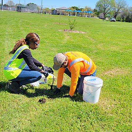 EPA contractors sample soil for the Dallas Cumulative Impacts Assessment