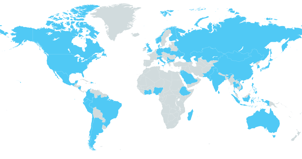 Map showing the 49 GMI partner countries