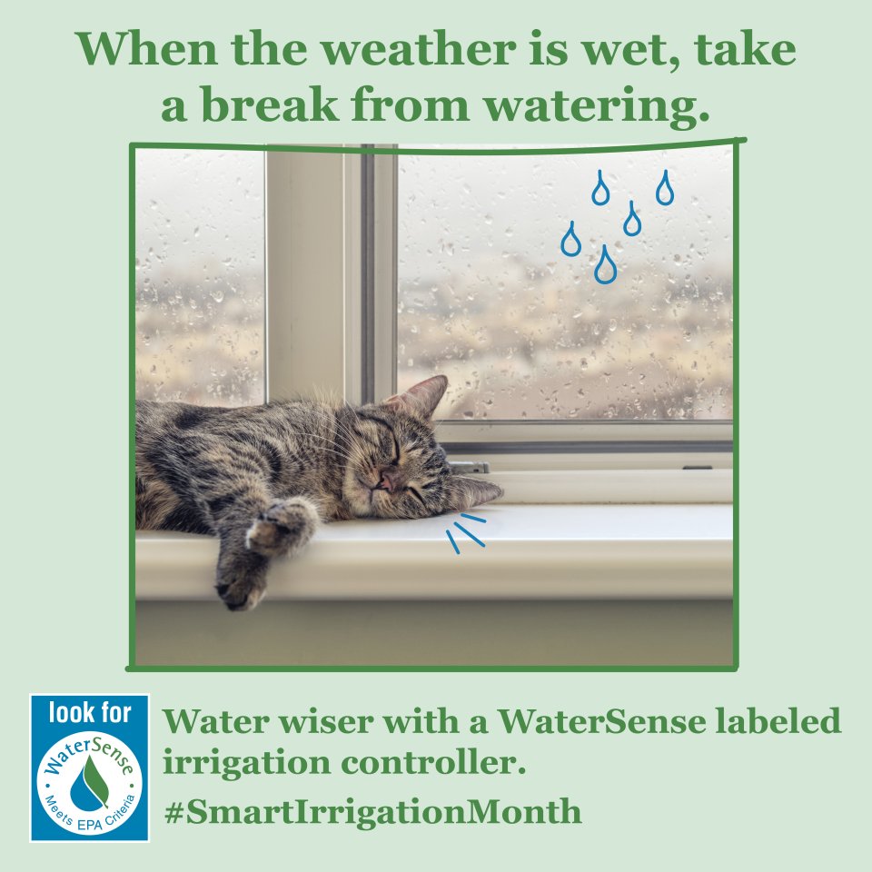 Take a break from watering this #SmartIrrigationMonth and let a WaterSense labeled irrigation controller do the thinking for you! Visit www.epa.gov/watersense/irrigation-controllers to learn more!