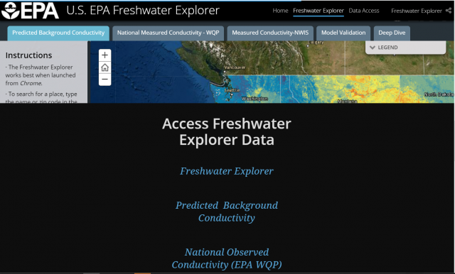 Screenshot of the Freshwater Explorer Metadata Page