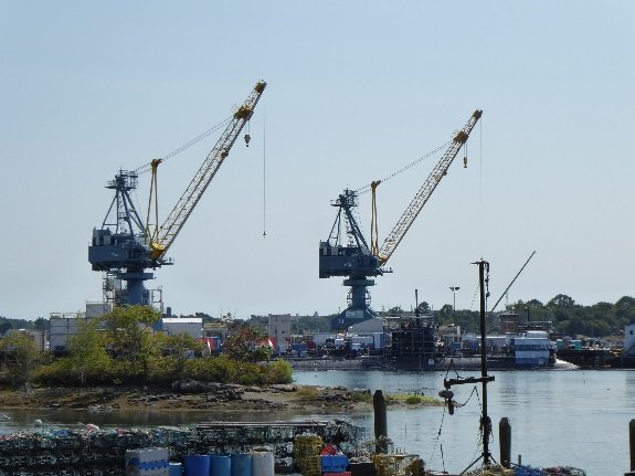 cranes at a shipyard