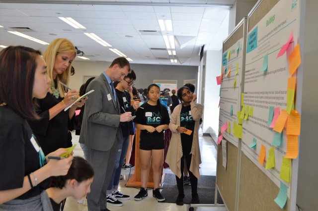 Participants provide feedback at the Resilience Schools Consortium 2nd School Summit at Brooklyn College (photo credit: Teri Brennan)