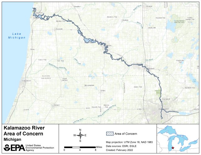 Kalamazoo River AOC boundary map
