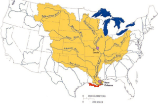Map of Mississippi River and its tributaries
