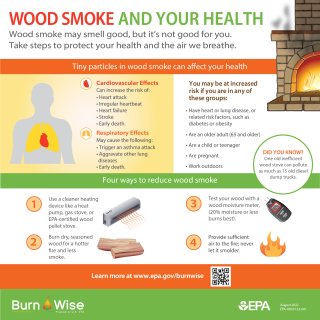 Information graphic showing the effects of wood smoke on health