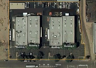 Aerial photograph showing Veolia Environmental Services Technical Solutions buildings 1-4