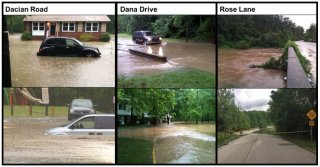 Examples of flooding in South and Southeast Raleigh