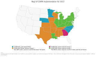 Map showing states involved in EPA emissions trading programs