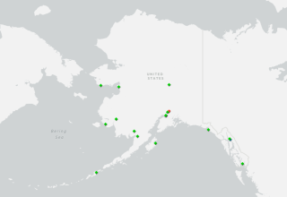 This is a screenshot of Alaska on the Recycling Infrastructure Grants Map