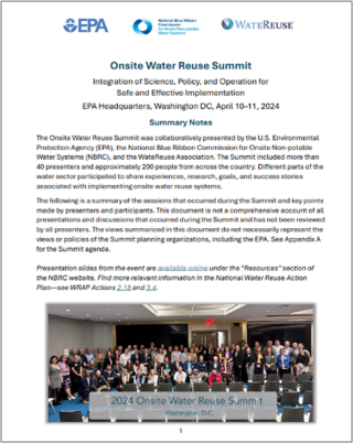 Onsite Water Reuse Summit Notes